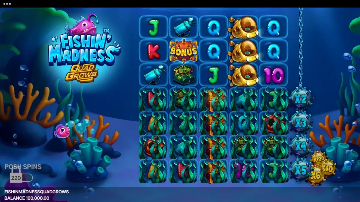 Fishin’ Madness Quadgrows slot game underwater theme