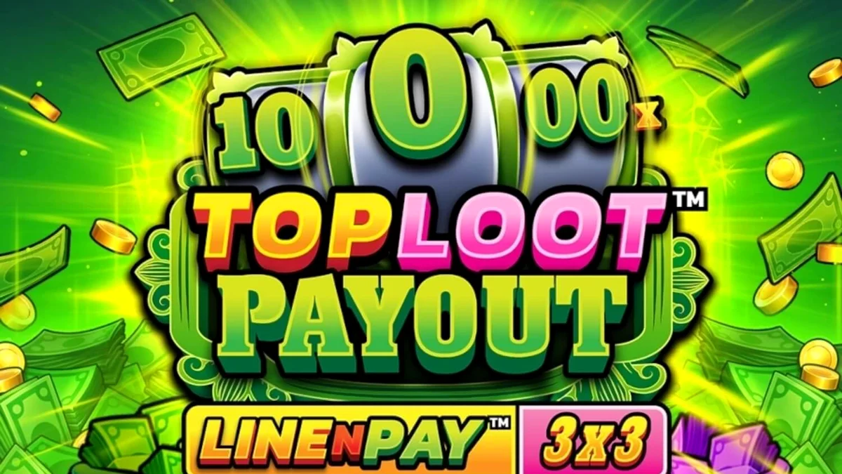 Isang visual na representasyon ng TopLoot Payout LineNPay slot na nagpapakita ng mga kumikinang na hiyas at gintong vault.