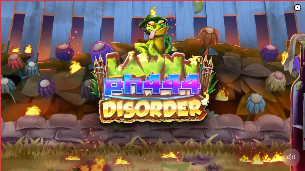 Isang nagbabagang hardin na may gnome at golden wheelbarrow sa Lawn N’ Complete Disorder slot.